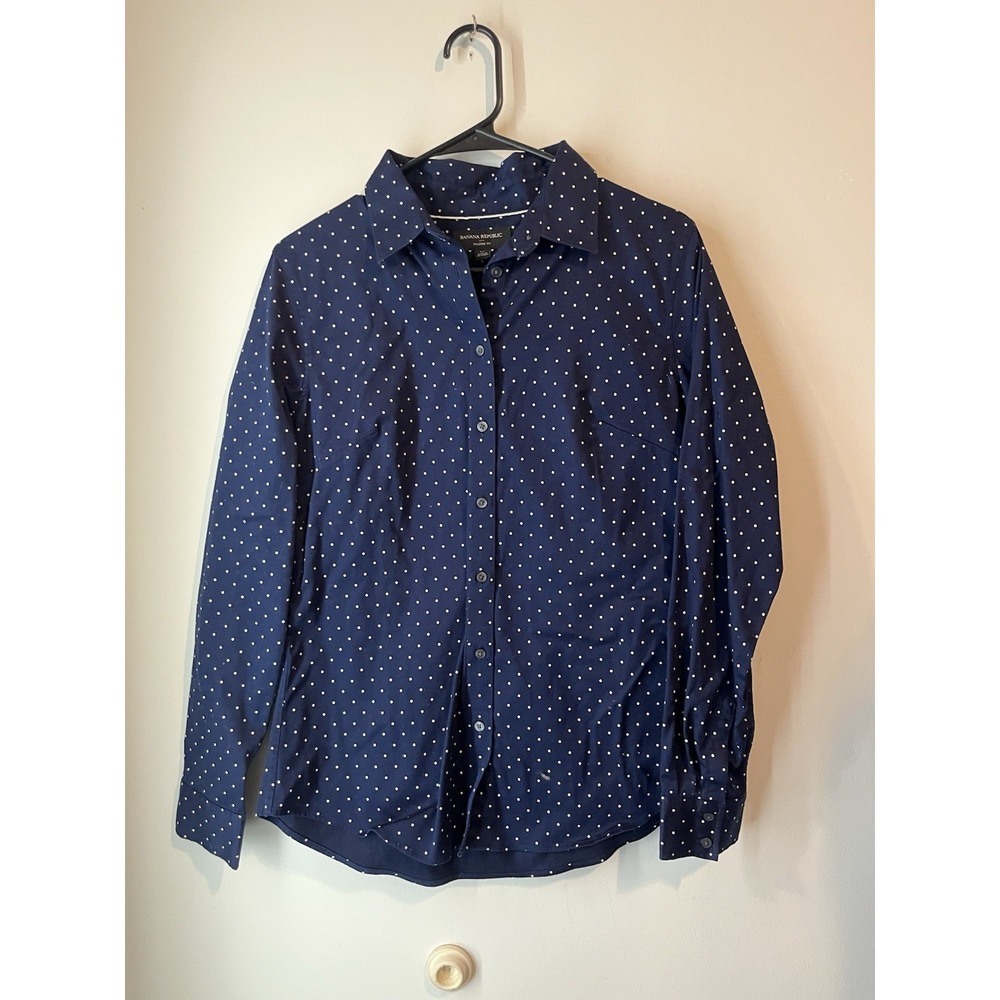 Navy Polka Dot Button-Up Shirt